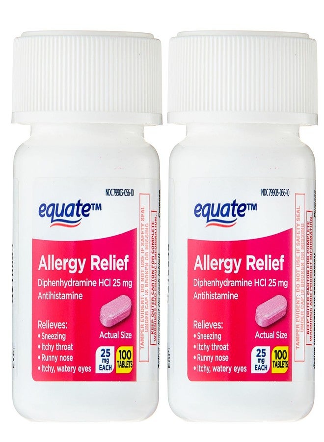 Create and Bundle Equate Allergy Relief 25 mg, 100ct Tablets (Pack 2) + Createandbundle Sticker - Image 2